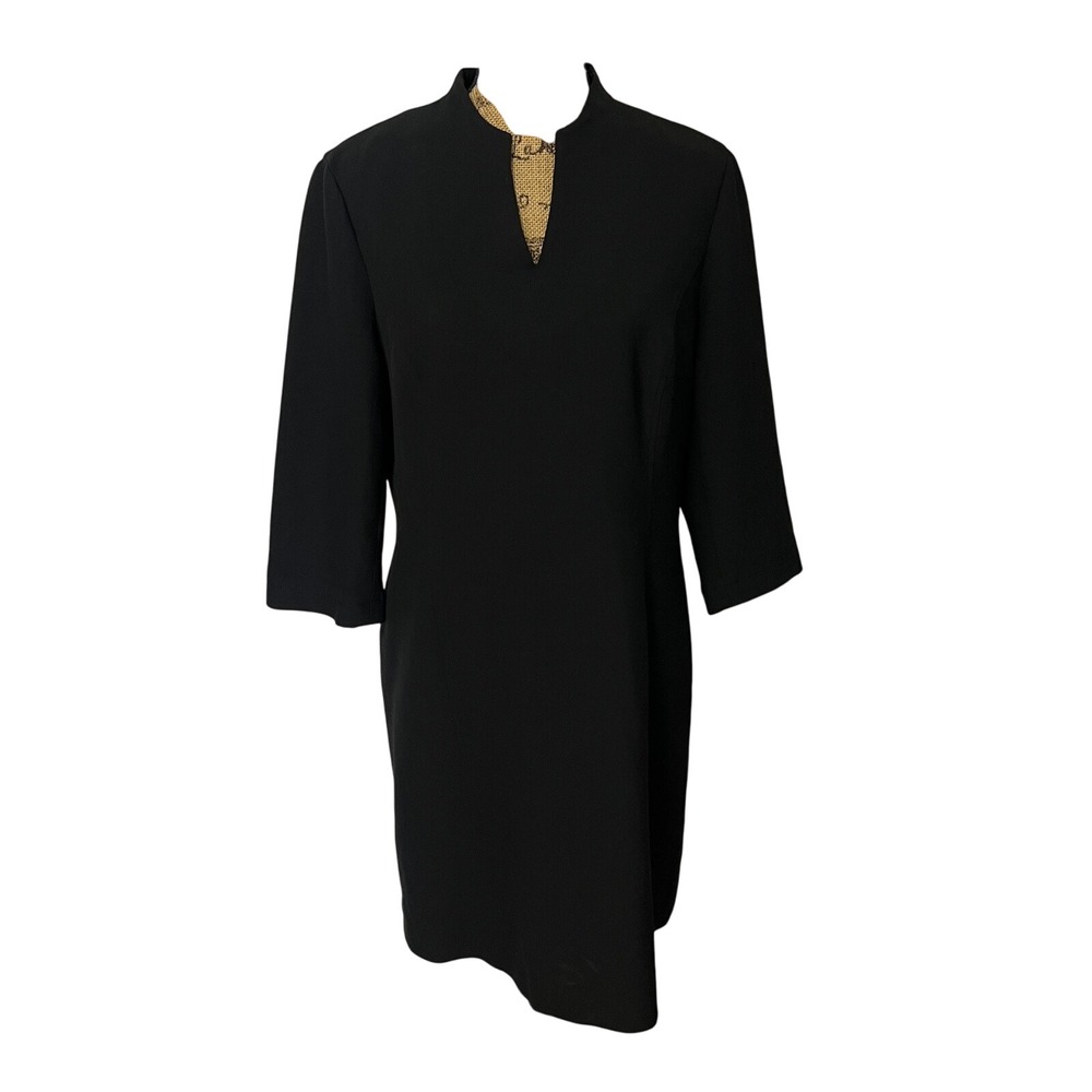 Brooks Brothers Classic Black Career Dress Sheath 3/4 Sleeve Fully Lined Size 14